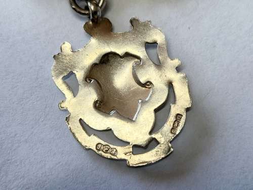 Vintage sterling silver fob chain with 1919 Birmingham silver fob 29,7g wow!!