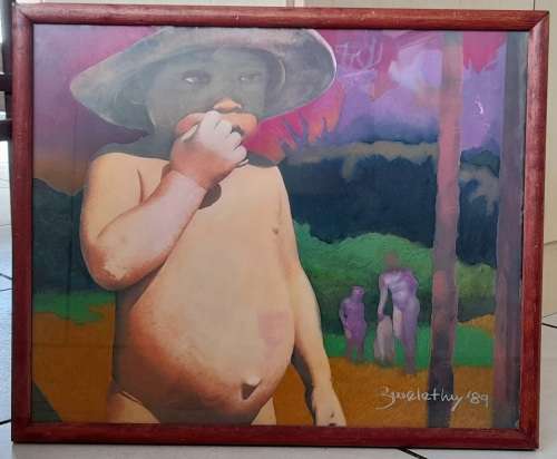 High Value!! Zwelethu Mthethwa `ABANDONED` mixed media dated 89   530 x 430mm Value R15000