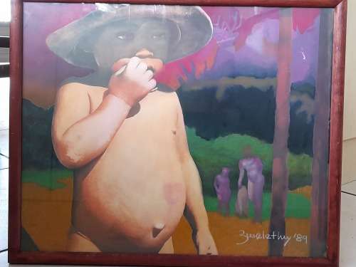 High Value!! Zwelethu Mthethwa `ABANDONED` mixed media dated 89   530 x 430mm Value R15000