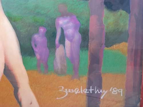 High Value!! Zwelethu Mthethwa `ABANDONED` mixed media dated 89   530 x 430mm Value R15000