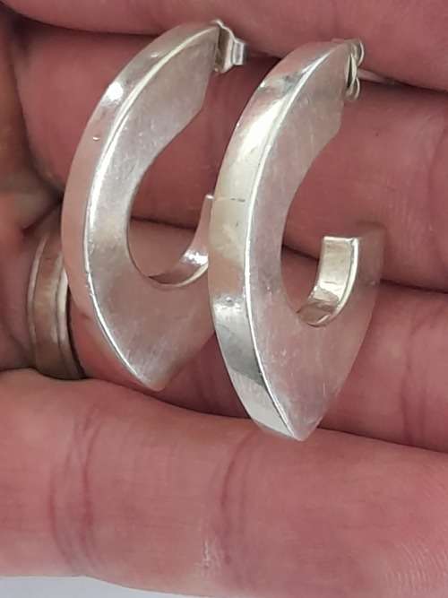 Awesome large sterling silver tube earrings 8,1g wow!!