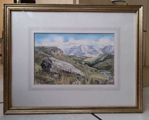 Stunning!! John Chalkley `Drakensberg Giants Castle` 280 x 180mm Value R1500 wow!!