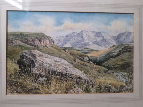Stunning!! John Chalkley `Drakensberg Giants Castle` 280 x 180mm Value R1500 wow!!