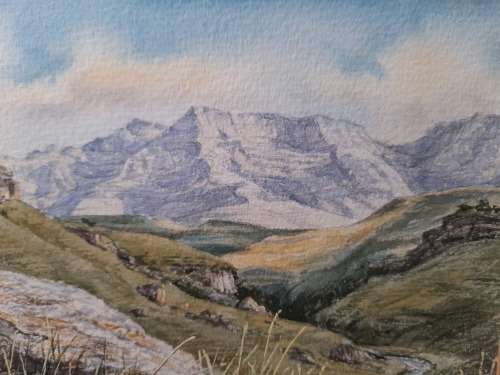 Stunning!! John Chalkley `Drakensberg Giants Castle` 280 x 180mm Value R1500 wow!!