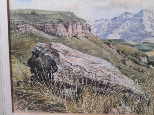Stunning!! John Chalkley `Drakensberg Giants Castle` 280 x 180mm Value R1500 wow!!