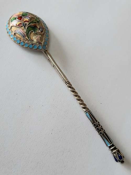 Extremely Rare!! 19th century Russian enamel silver spoon by Ivan Saltykov Value R5000