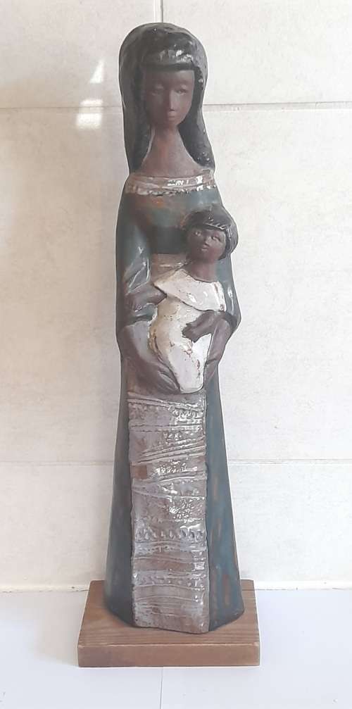 Rare large sweden pottery mother and child figure possibly Elbogen Mamlo wow!!