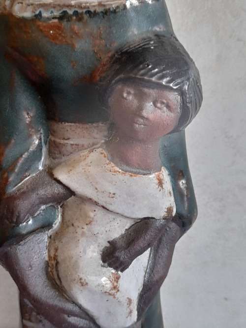 Rare large sweden pottery mother and child figure possibly Elbogen Mamlo wow!!
