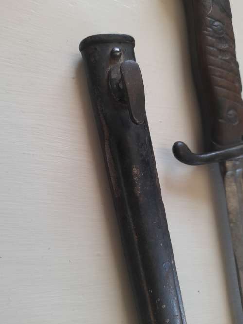 Rare Model 1898 Neuer Art bayonet , made by Erfurt in 1903 , issued to the 119.