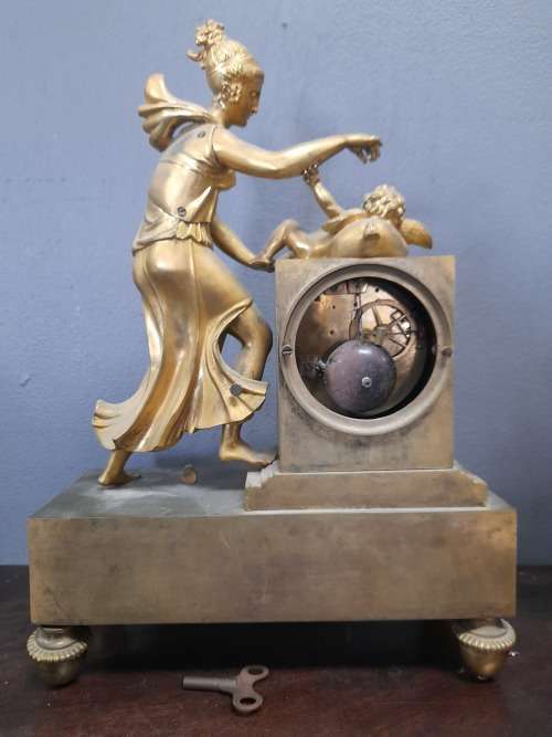 Exquisite!! Antique French gilt bronze clock with skeleton face Value R9500