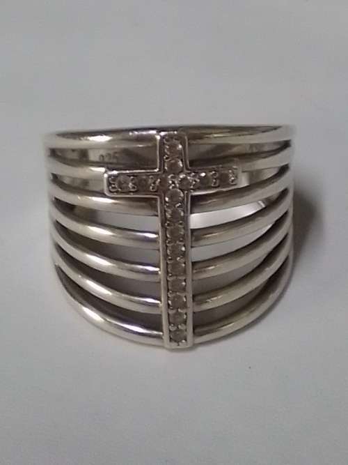 Amazing sterling silver cz cross ring 6g wow!!