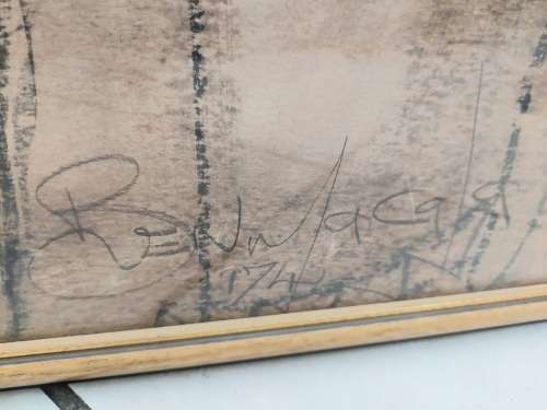 Increadible!! Large Ben Macala mixed media on card dated 74 value R5500