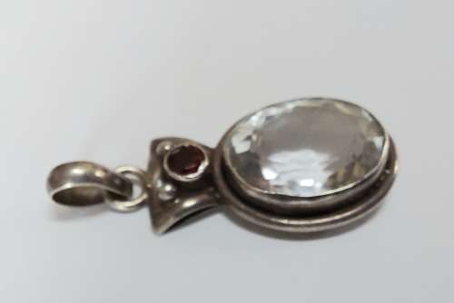 Wow large sterling silver Topaz and garnet pendant 9,90g wow!!