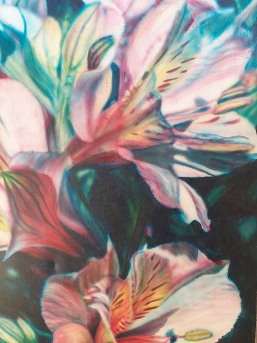 Exceptional!! Huge Vernon Swart oil on canvas of lilies 1200 x 900mm  Value R9500