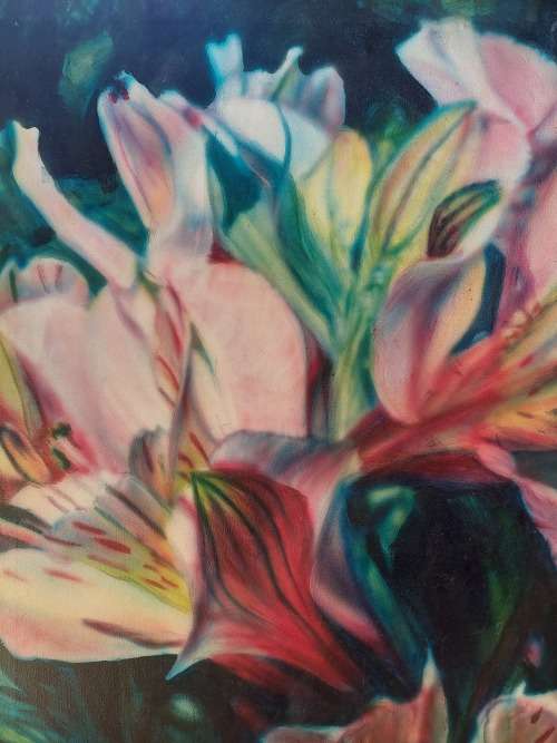 Exceptional!! Huge Vernon Swart oil on canvas of lilies 1200 x 900mm  Value R9500