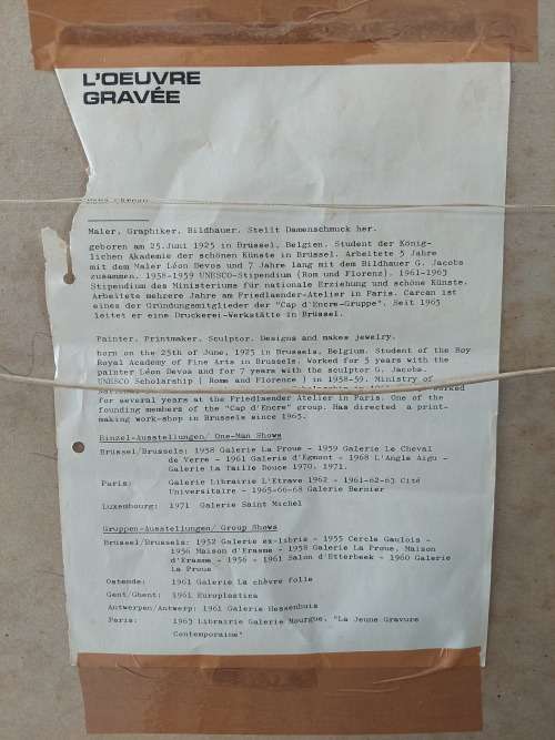 Wow!! Rene Carcan coloured etching E.A 590 x 490mm Value R6500