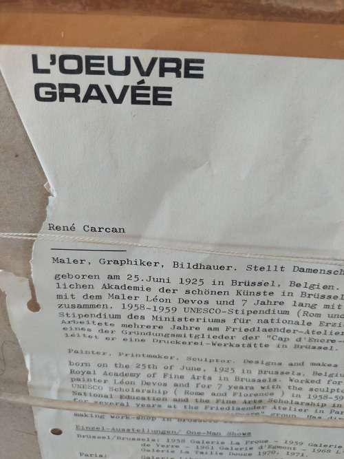 Wow!! Rene Carcan coloured etching E.A 590 x 490mm Value R6500