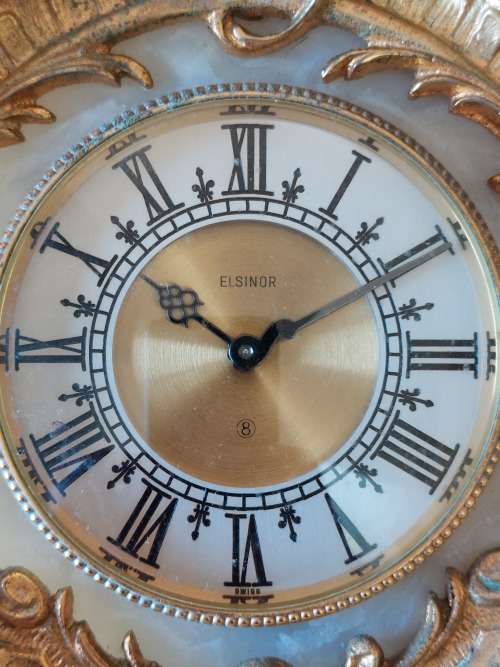 Stunning vintage swiss Elsinor 8 day marble & gilt metal clock Value R1250