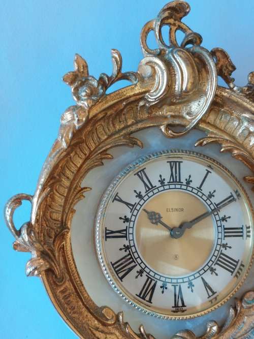 Stunning vintage swiss Elsinor 8 day marble & gilt metal clock Value R1250