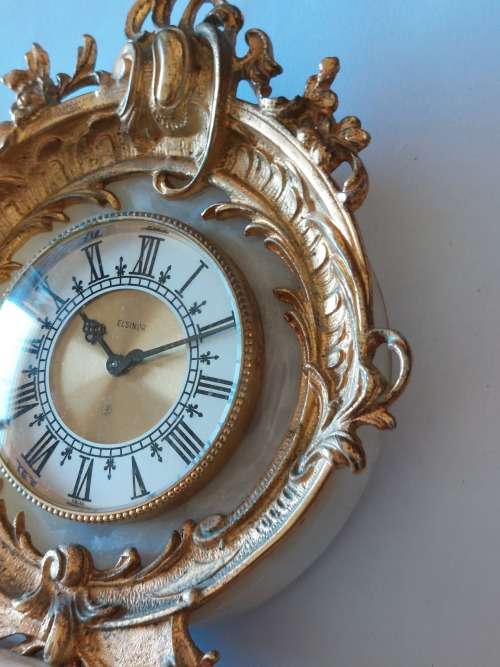 Stunning vintage swiss Elsinor 8 day marble & gilt metal clock Value R1250