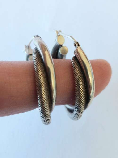 Amazing sterling silver double half hoop earrings 5,9g wow!!