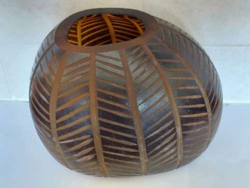 Amazing Large hand blown layered cut glass vase wow!!