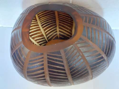 Amazing Large hand blown layered cut glass vase wow!!