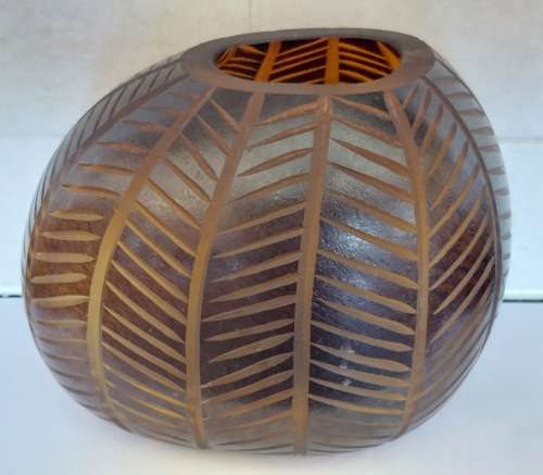 Amazing Large hand blown layered cut glass vase wow!!