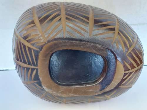 Amazing Large hand blown layered cut glass vase wow!!