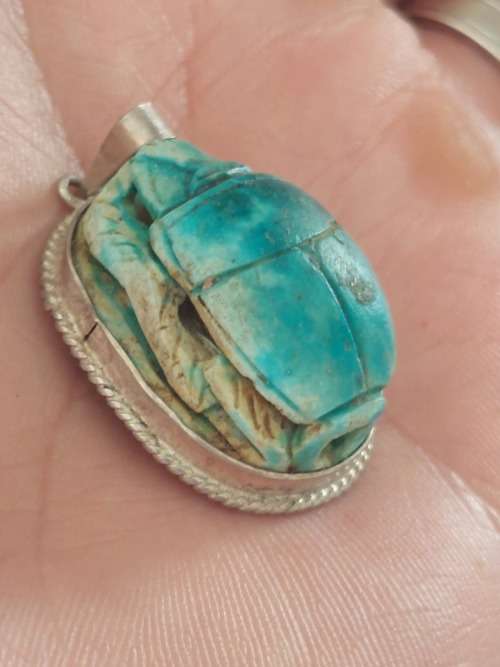 Wow large vintage Egyptian sterling silver Scarab pendant 9,2g