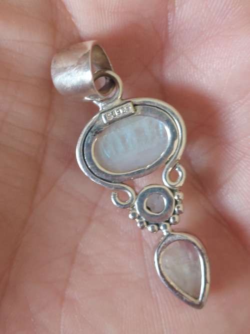 Magnificent large sterling silver moonstone & aquamarine pendant 7,2g stunning!!