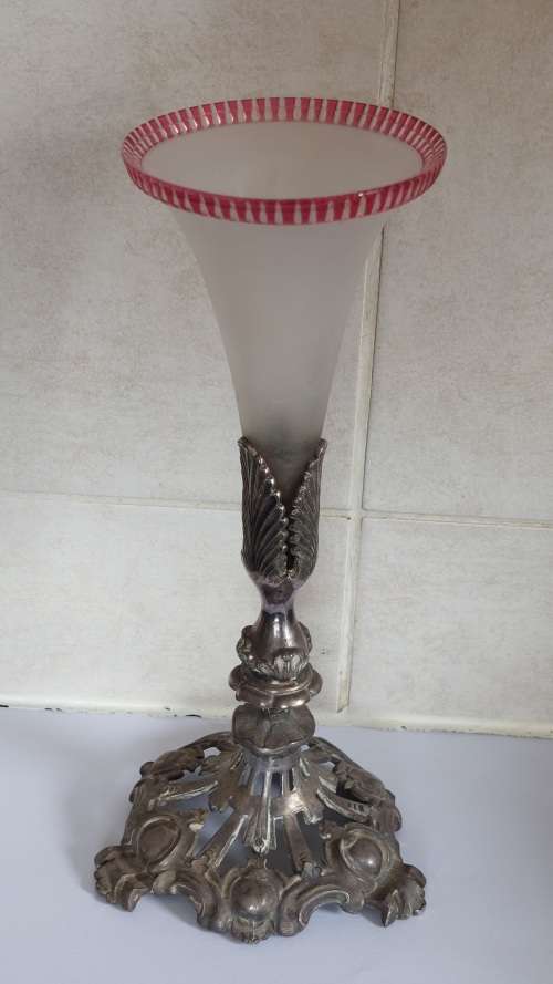 Amazing victorian pewter and glass epergne circa 1880`s wow!!