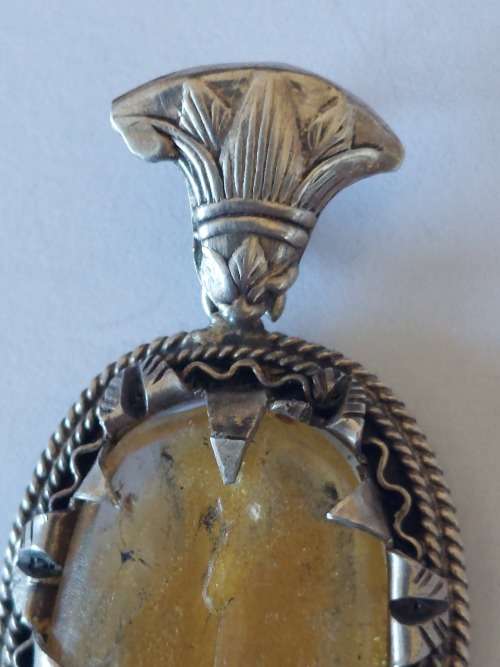 Amazing  antique Egyptian sterling silver amber pendant 7,3g stunning!!