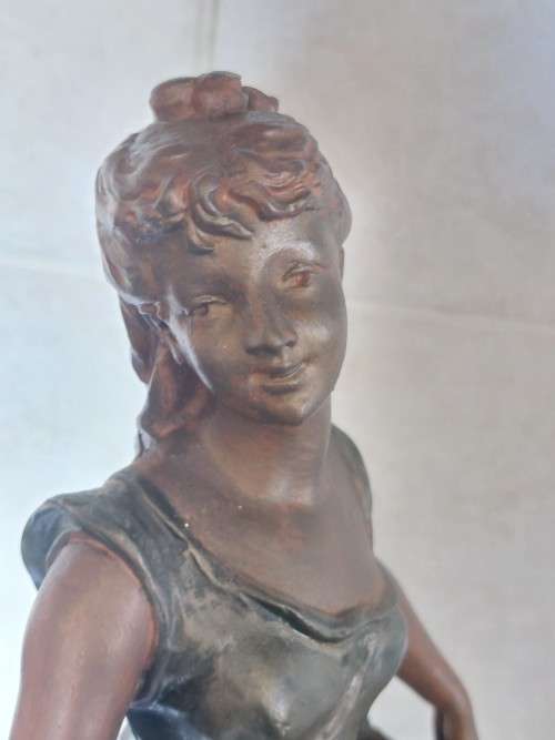 Magnificent antique Emile Bruchon cold painted spelter figure Value R3500