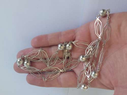 Rare!! Vintage 800 silver extra length necklace with increadible design 25,0g