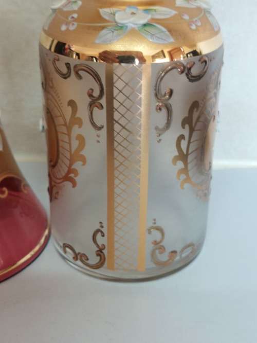 Exquisite vintage Venician glass perfume decanter & bell