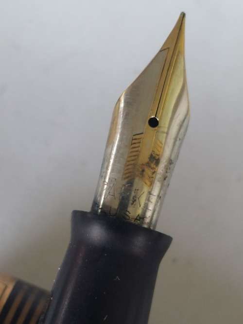 Wow!! 1939 brown striped Parker `Long Major` vacumatic fountain pen
