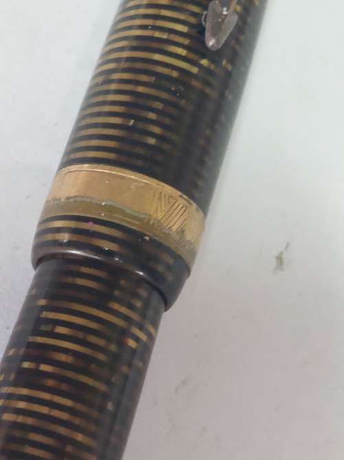 Wow!! 1939 brown striped Parker `Long Major` vacumatic fountain pen