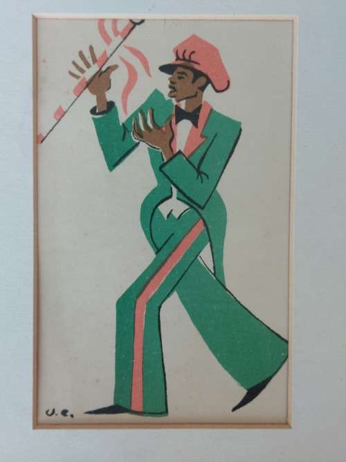 Rare!! Set of 3 x 1940`s Maurice van Esche lithograph Christmas cards of Coons