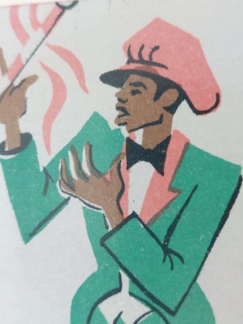 Rare!! Set of 3 x 1940`s Maurice van Esche lithograph Christmas cards of Coons