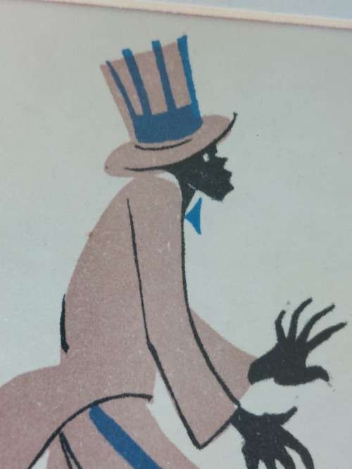 Rare!! Set of 3 x 1940`s Maurice van Esche lithograph Christmas cards of Coons