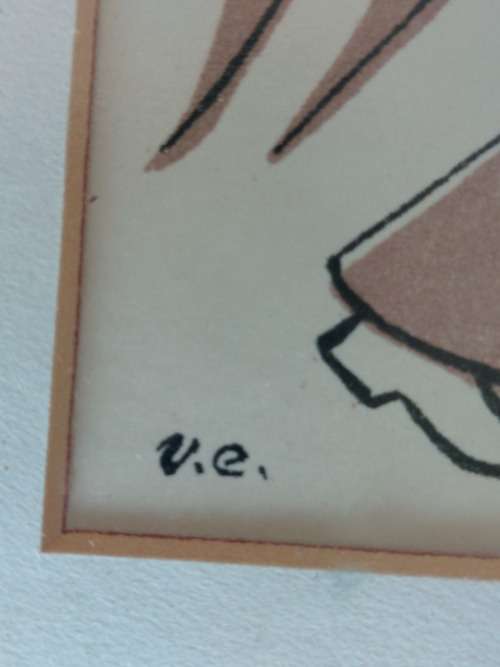 Rare!! Set of 3 x 1940`s Maurice van Esche lithograph Christmas cards of Coons