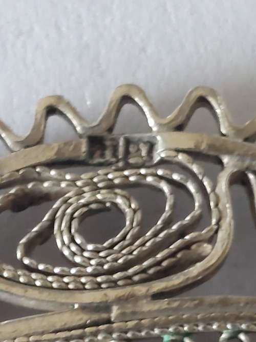 Large antique hallmarked Egyptian sterling silver filigree carnelion brooch 15,0g stunning!!
