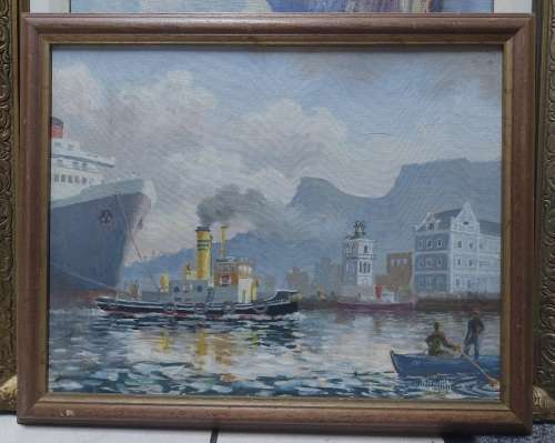 Rare! J.M. English oil on board `Steam tug Alwyn Vincent` 450 x 350mm Value R2000