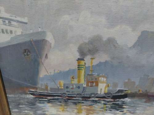 Rare! J.M. English oil on board `Steam tug Alwyn Vincent` 450 x 350mm Value R2000