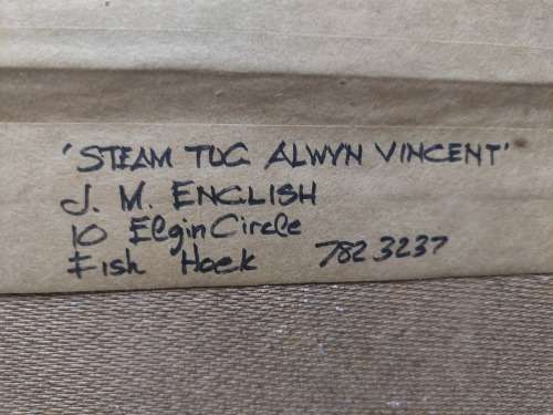 Rare! J.M. English oil on board `Steam tug Alwyn Vincent` 450 x 350mm Value R2000