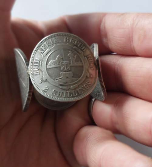 Rare!! Boer war P.O.W kruger 2 shilling silver coin napkin ring 45g Value R3500