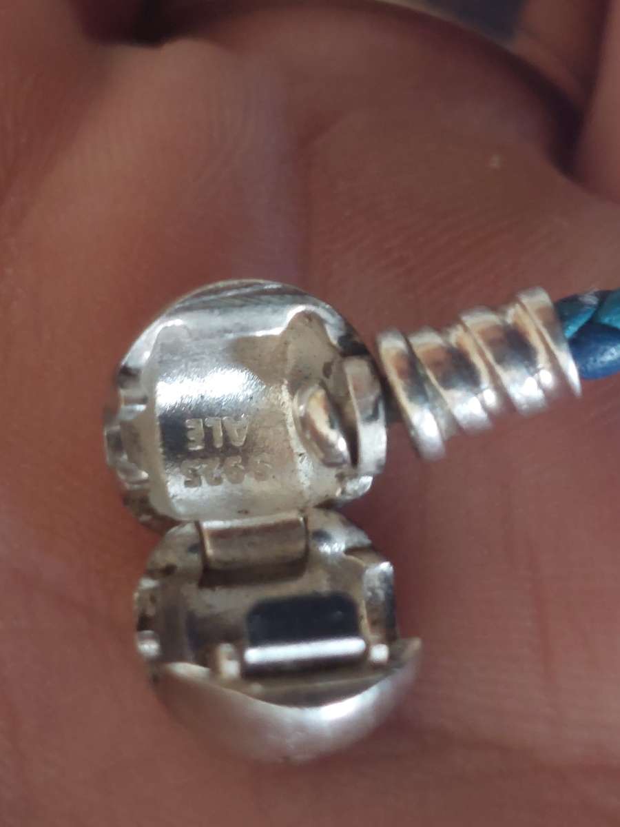 Wow!! Awesome Pandora sterling silver braided turquoise leather necklace