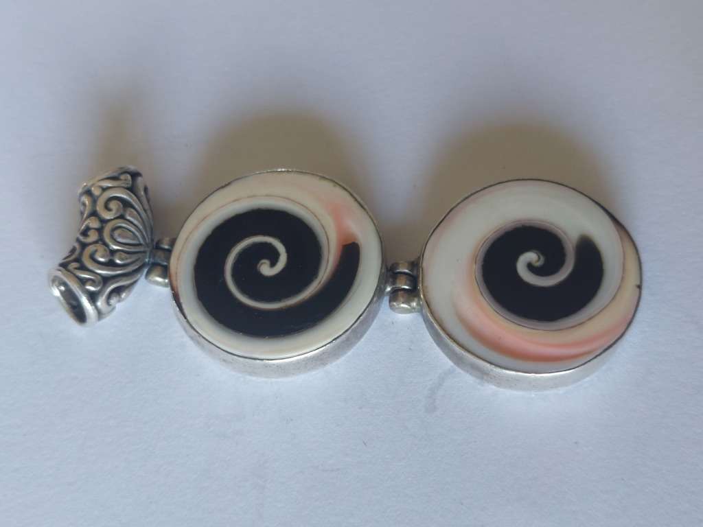 Magnificent large vintage sterling silver shell pendant 14,9g wow!!