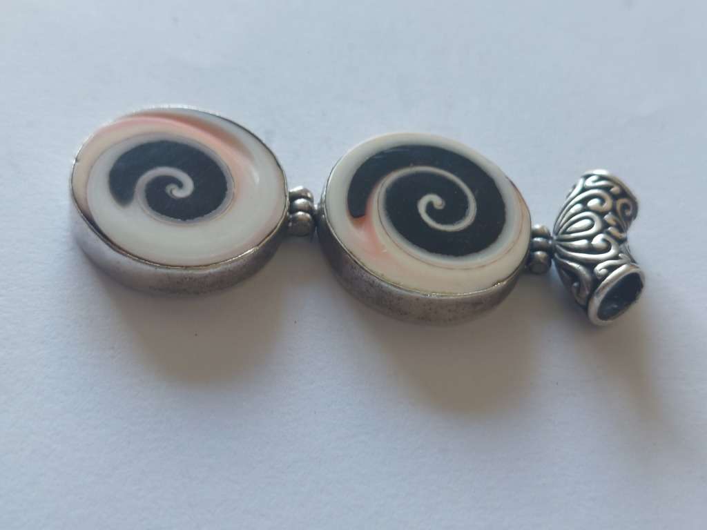 Magnificent large vintage sterling silver shell pendant 14,9g wow!!